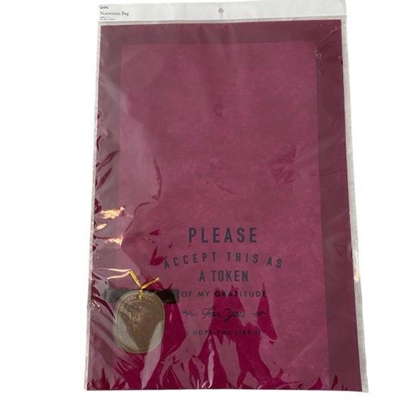 Amifa Drawstring Gift Wrapping Bag. Thank You Print. Red Multi. 1 Piece - Picture 2 of 8